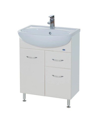 Тумба с раковиной белый глянец 61,5 см 1 ящик Bellezza Уют 4635009110014 + 4620008192772