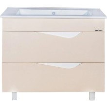 Тумба с раковиной бежевый глянец/белый глянец 106,5 см Bellezza Эйфория 4639118000075 + 4640021064740