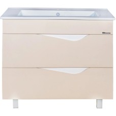 Тумба с раковиной бежевый глянец/белый глянец 106,5 см Bellezza Эйфория 4639118000075 + 4640021064740