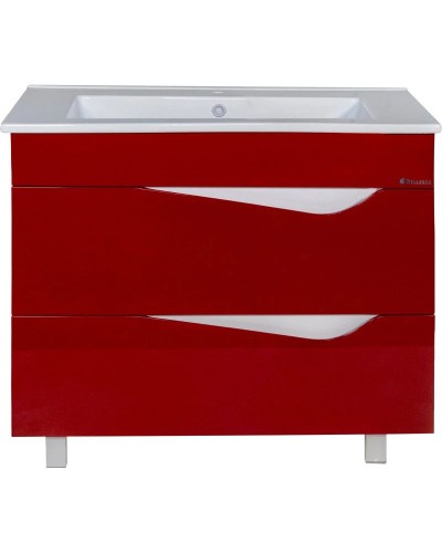 Тумба с раковиной красный глянец/белый глянец 106,5 см Bellezza Эйфория 4639118660033 + 4640021064740