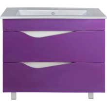 Тумба с раковиной фиолетовый глянец/белый глянец 106,5 см Bellezza Эйфория 4639118660415 + 4640021064740