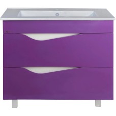 Тумба с раковиной фиолетовый глянец/белый глянец 106,5 см Bellezza Эйфория 4639118660415 + 4640021064740