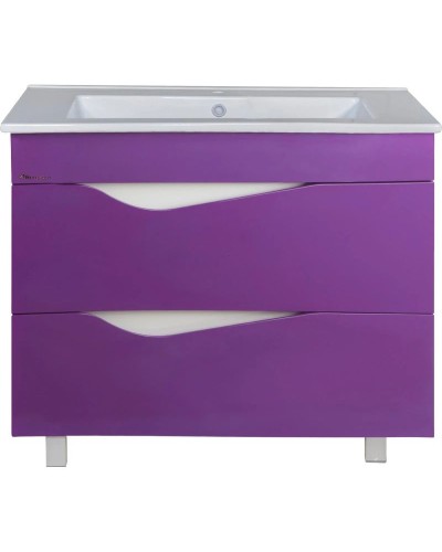 Тумба с раковиной фиолетовый глянец/белый глянец 106,5 см Bellezza Эйфория 4639118660415 + 4640021064740