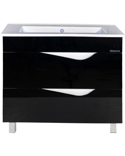 Тумба с раковиной черный глянец/белый глянец 106,5 см Bellezza Эйфория 4639118660040 + 4640021064740
