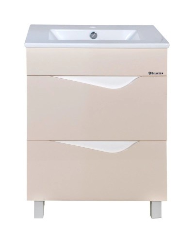 Тумба с раковиной бежевый глянец/белый глянец 60,9 см Bellezza Эйфория 4639109660073 + 4640013393575