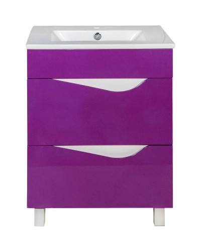 Тумба с раковиной фиолетовый глянец/белый глянец 60,9 см Bellezza Эйфория 4639109000411 + 4640013393575