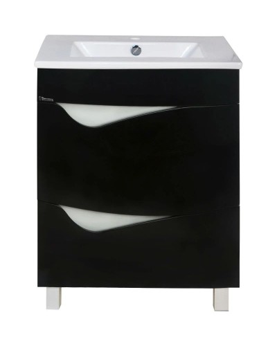 Тумба с раковиной черный глянец/белый глянец 60,9 см Bellezza Эйфория 4639109660042 + 4640013393575
