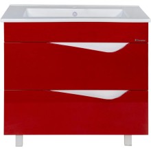 Тумба с раковиной красный глянец/белый глянец 85 см Bellezza Эйфория 4639114660037 + 4640021062227