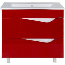 Тумба с раковиной красный глянец/белый глянец 85 см Bellezza Эйфория 4639114660037 + 4640021062227