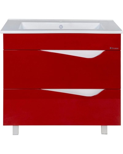 Тумба с раковиной красный глянец/белый глянец 85 см Bellezza Эйфория 4639114660037 + 4640021062227
