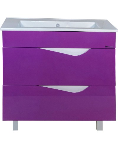 Тумба с раковиной фиолетовый глянец/белый глянец 85 см Bellezza Эйфория 4639114660419 + 4640021062227