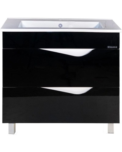 Тумба с раковиной черный глянец/белый глянец 85 см Bellezza Эйфория 4639114660044 + 4640021062227
