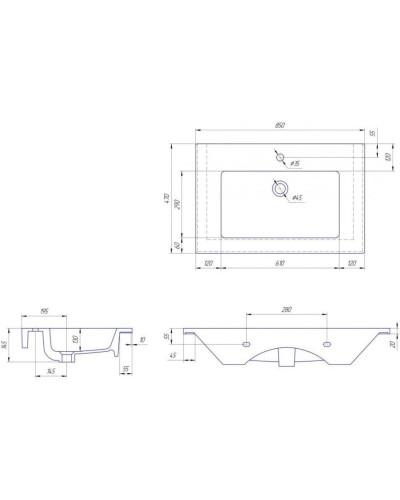 Тумба с раковиной черный глянец/белый глянец 85 см Bellezza Эйфория 4639114660044 + 4640021062227