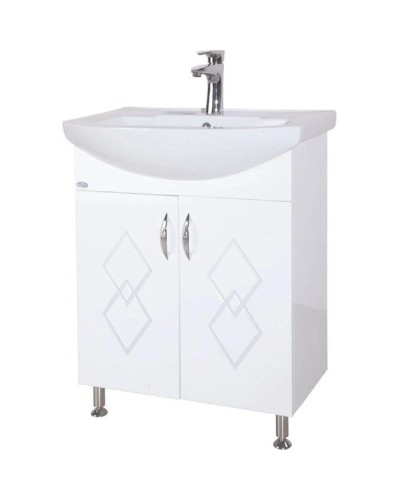 Тумба с раковиной белый глянец 55 см Bellezza Элеганс 4638608240014 + 4620008195551