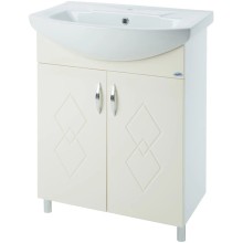 Тумба с раковиной бежевый глянец/белый глянец 60 см Bellezza Элеганс 4638609240075 + 4620008196114