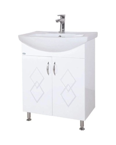 Тумба с раковиной белый глянец 66 см Bellezza Элеганс 4638610240019 + 4620008192475