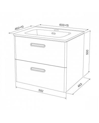 Тумба с раковиной белый глянец 60 см IDDIS Brick BRI60W0i95K