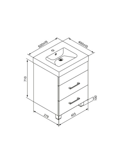 Тумба с раковиной белый глянец 50 см IDDIS Custo New NCU50W0i95K