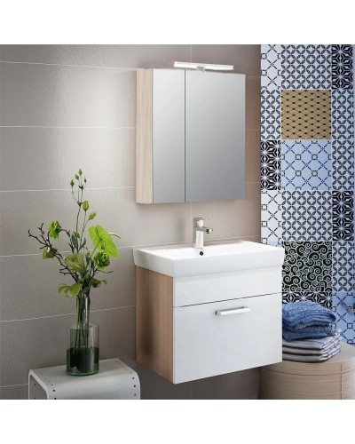 Тумба с раковиной белый глянец/дерево 50 см IDDIS Mirro MIR50W0i95K