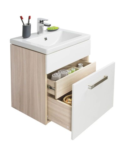 Тумба с раковиной белый глянец/дерево 50 см IDDIS Mirro MIR50W0i95K