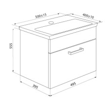 Тумба с раковиной белый глянец/дерево 50 см IDDIS Mirro MIR50W0i95K