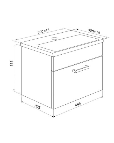 Тумба с раковиной белый глянец/дерево 50 см IDDIS Mirro MIR50W0i95K