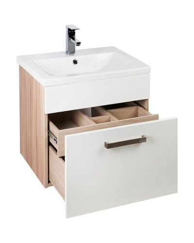 Тумба с раковиной белый глянец/дерево 60 см IDDIS Mirro MIR60W0i95K