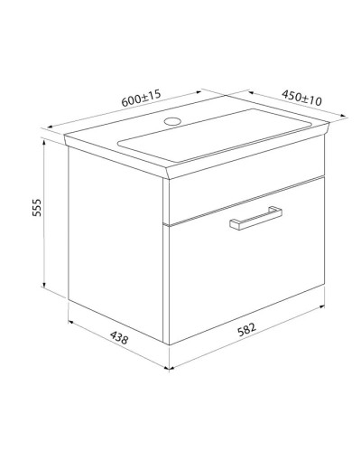 Тумба с раковиной белый глянец/дерево 60 см IDDIS Mirro MIR60W0i95K