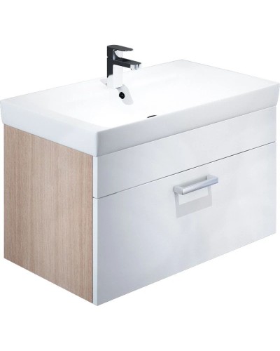 Тумба с раковиной белый глянец/дерево 80 см IDDIS Mirro MIR80W2i95K