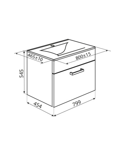 Тумба с раковиной белый глянец/дерево 80 см IDDIS Mirro MIR80W2i95K