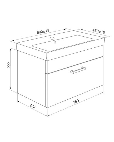Тумба с раковиной белый глянец 80 см IDDIS Mirro New NMIR80Wi95K