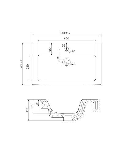 Тумба с раковиной белый глянец 80 см IDDIS Mirro New NMIR80Wi95K