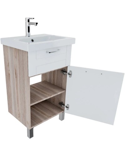 Тумба с раковиной белый глянец/дерево 50,5 см IDDIS Sena New NSE50W1i95K