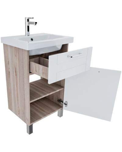 Тумба с раковиной белый глянец/дерево 50,5 см IDDIS Sena New NSE50W1i95K