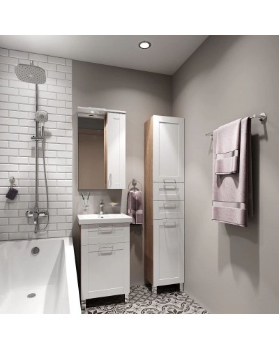 Тумба с раковиной белый глянец/дерево 50,5 см IDDIS Sena New NSE50W1i95K