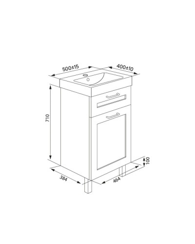 Тумба с раковиной белый глянец/дерево 50,5 см IDDIS Sena New NSE50W1i95K