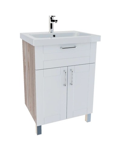 Тумба с раковиной белый глянец/дерево 60,5 см IDDIS Sena New NSE60W2i95K