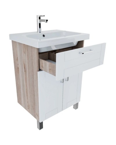 Тумба с раковиной белый глянец/дерево 60,5 см IDDIS Sena New NSE60W2i95K