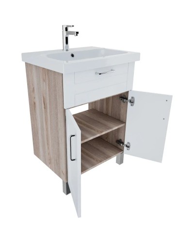 Тумба с раковиной белый глянец/дерево 60,5 см IDDIS Sena New NSE60W2i95K