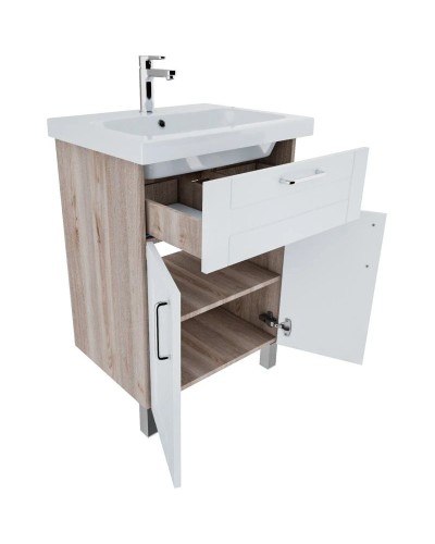 Тумба с раковиной белый глянец/дерево 60,5 см IDDIS Sena New NSE60W2i95K