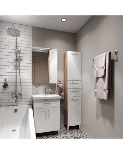 Тумба с раковиной белый глянец/дерево 60,5 см IDDIS Sena New NSE60W2i95K