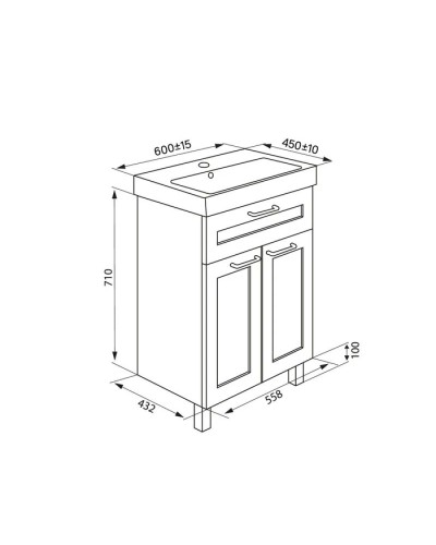 Тумба с раковиной белый глянец/дерево 60,5 см IDDIS Sena New NSE60W2i95K