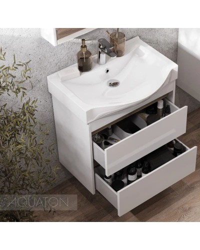 Тумба с раковиной белый глянец/дуб эндгрейн 65 см Акватон Нортон 1A2488K0NT010