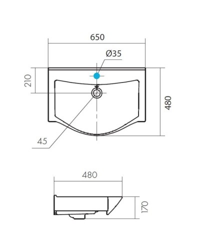 Тумба с раковиной белый глянец/дуб эндгрейн 65 см Акватон Нортон 1A2488K0NT010