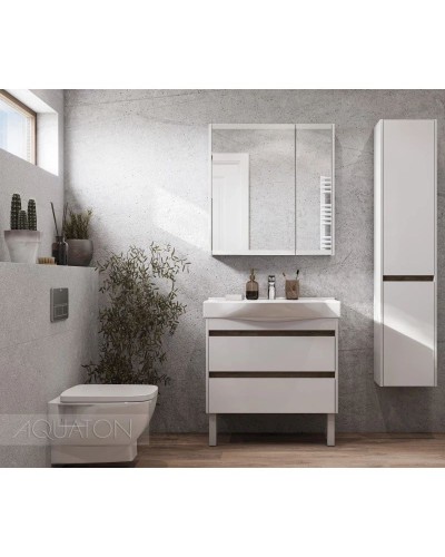 Тумба с раковиной белый глянец/дуб эндгрейн 80 см Акватон Нортон 1A2489K0NT010