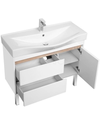 Тумба с раковиной белый глянец/дуб эндгрейн 100 см Акватон Нортон 1A2490K0NT010