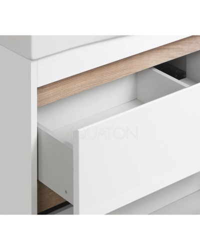 Тумба с раковиной белый глянец/дуб эндгрейн 100 см Акватон Нортон 1A2490K0NT010