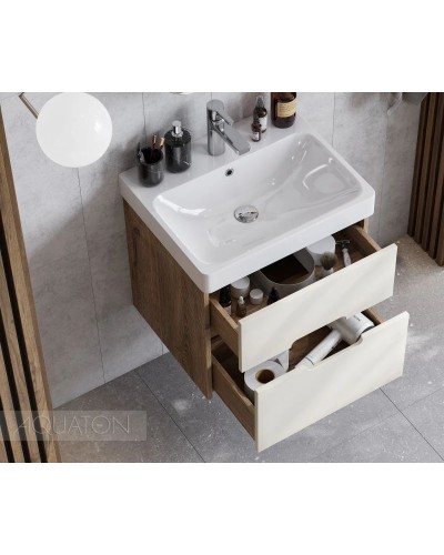 Тумба с раковиной бежевый/дуб веллингтон 55 см Акватон Оливия 1A2542K0OLVG0