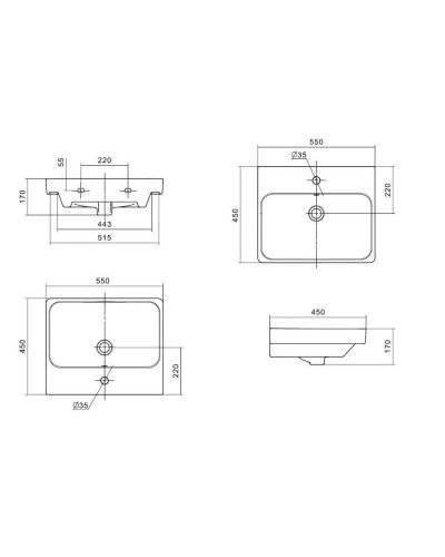 Тумба с раковиной грей/дуб ойстер 55 см Акватон Оливия 1A2542K0OLUG0