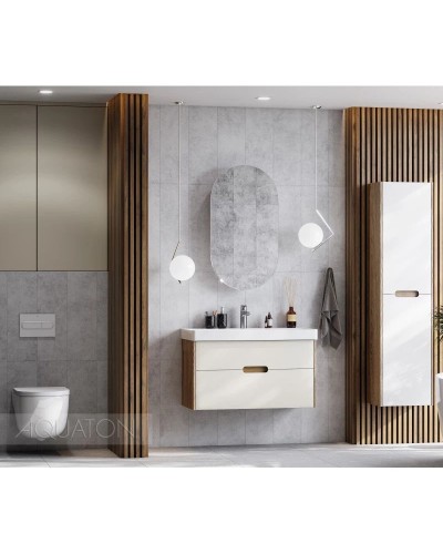 Тумба с раковиной бежевый/дуб веллингтон 90 см Акватон Оливия 1A2544K0OLVG0